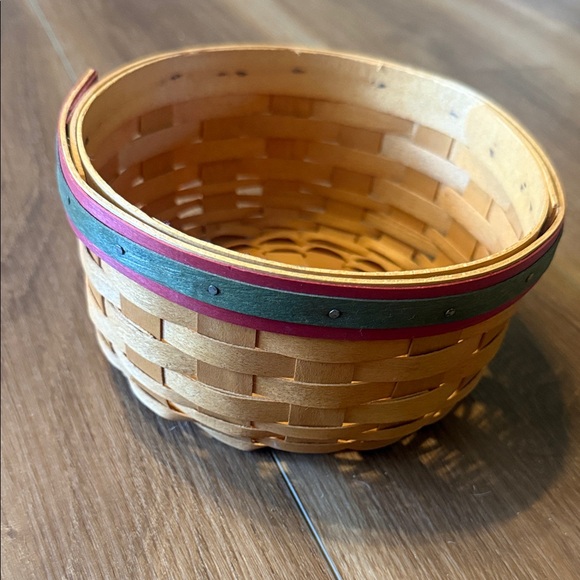 Longaberger Tan Basket with Red and Green Trim 2000 - Picture 1 of 5
